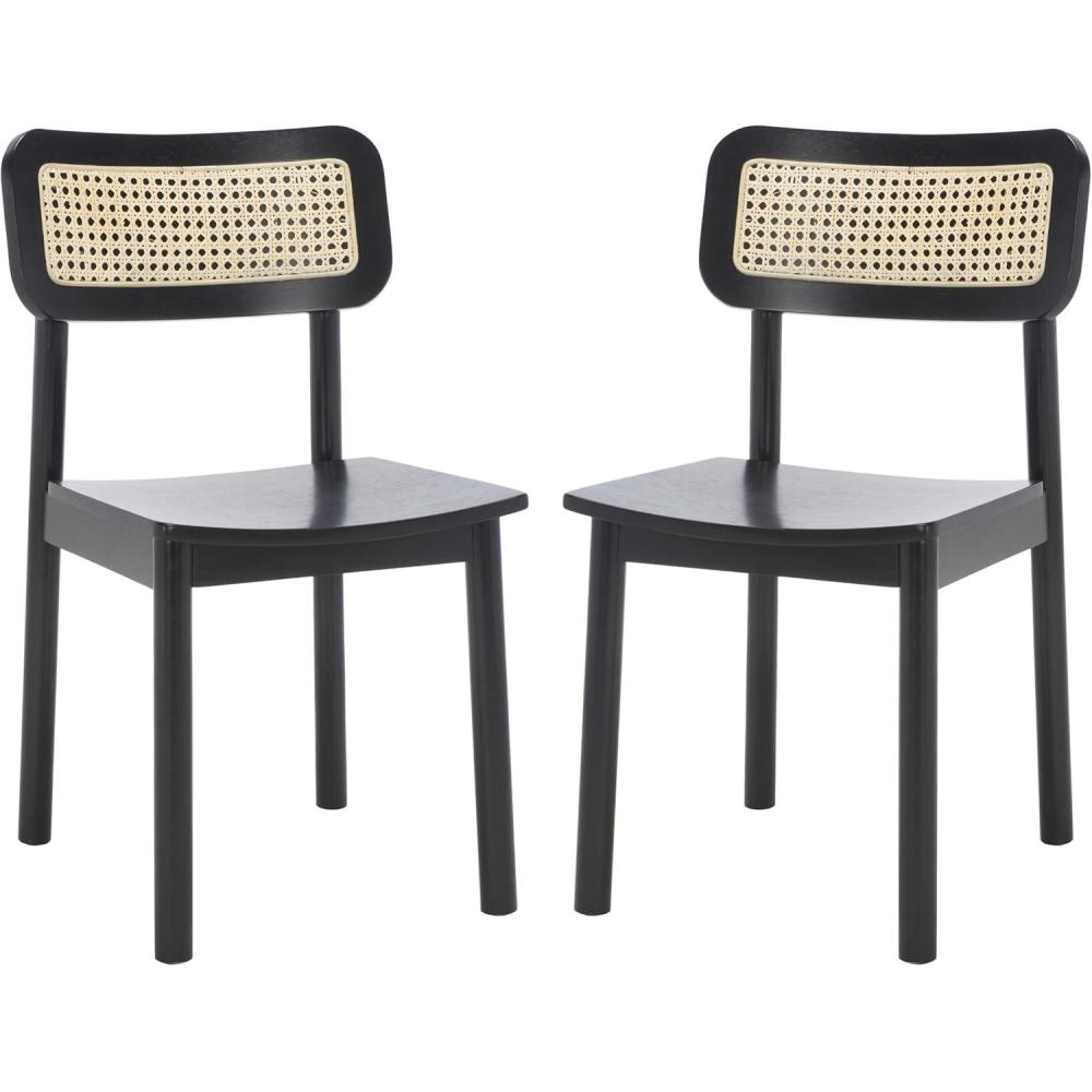 image:imageSAFAVIEH Home Collection Egon Coastal BlackNatural Dining Chair Set of 2BlackNatural