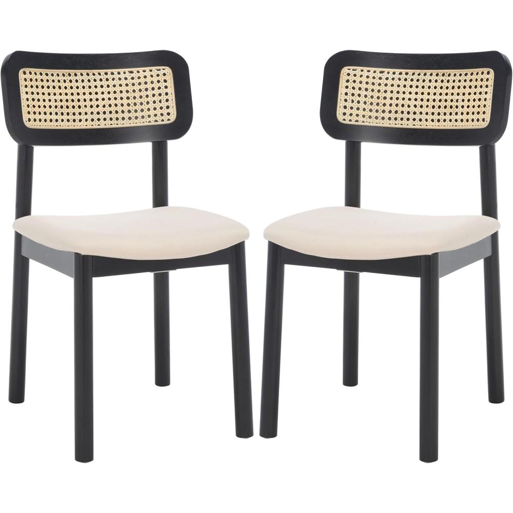 image:imageSAFAVIEH Home Collection Egon Coastal BlackNatural Dining Chair Set of 2BlackWhite