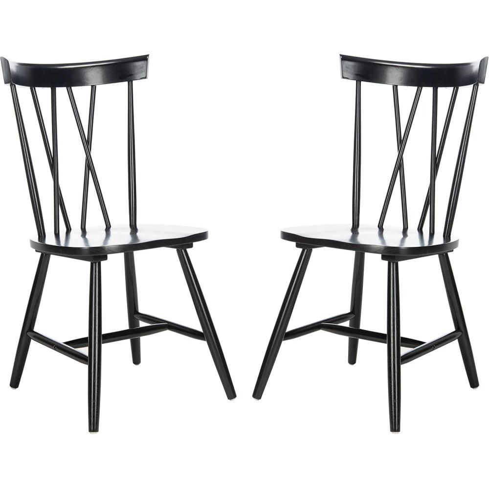 image:imageSAFAVIEH Home Collection Friar Natural XBack Windsor Brown Dining Chair Set of 2Black