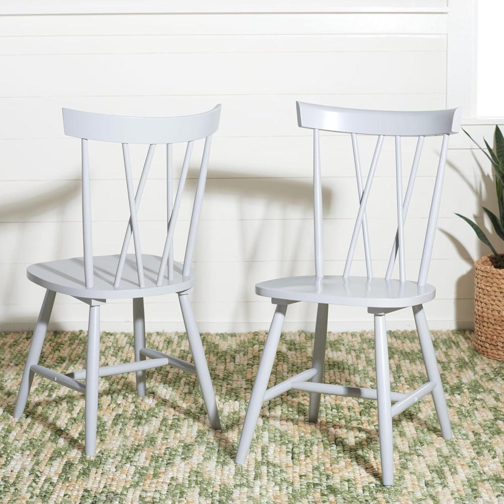image:imageSAFAVIEH Home Collection Friar Natural XBack Windsor Brown Dining Chair Set of 2Grey