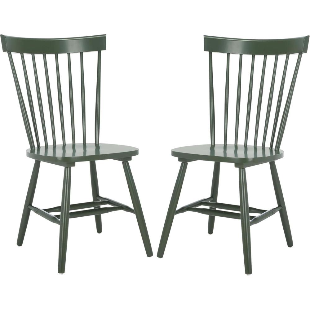 image:imageSAFAVIEH Home Collection Parker Farmhouse Raspberry Windsor Spindle Solid Wood Dining Chair Set of 2Dusty Green