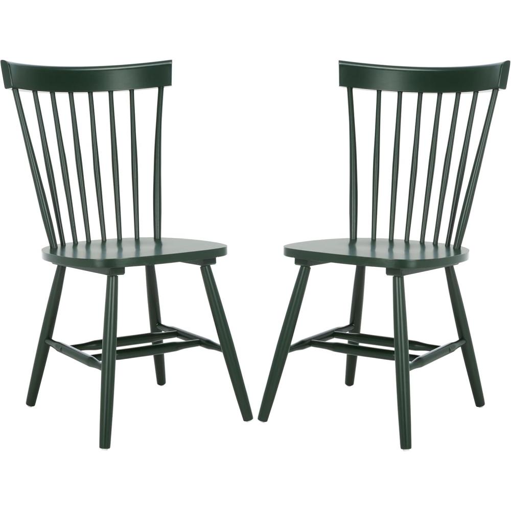 image:imageSAFAVIEH Home Collection Parker Farmhouse Raspberry Windsor Spindle Solid Wood Dining Chair Set of 2Garden Green