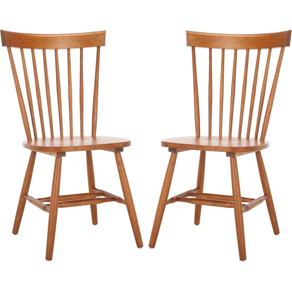 image:imageSAFAVIEH Home Collection Parker Farmhouse Raspberry Windsor Spindle Solid Wood Dining Chair Set of 2Honey
