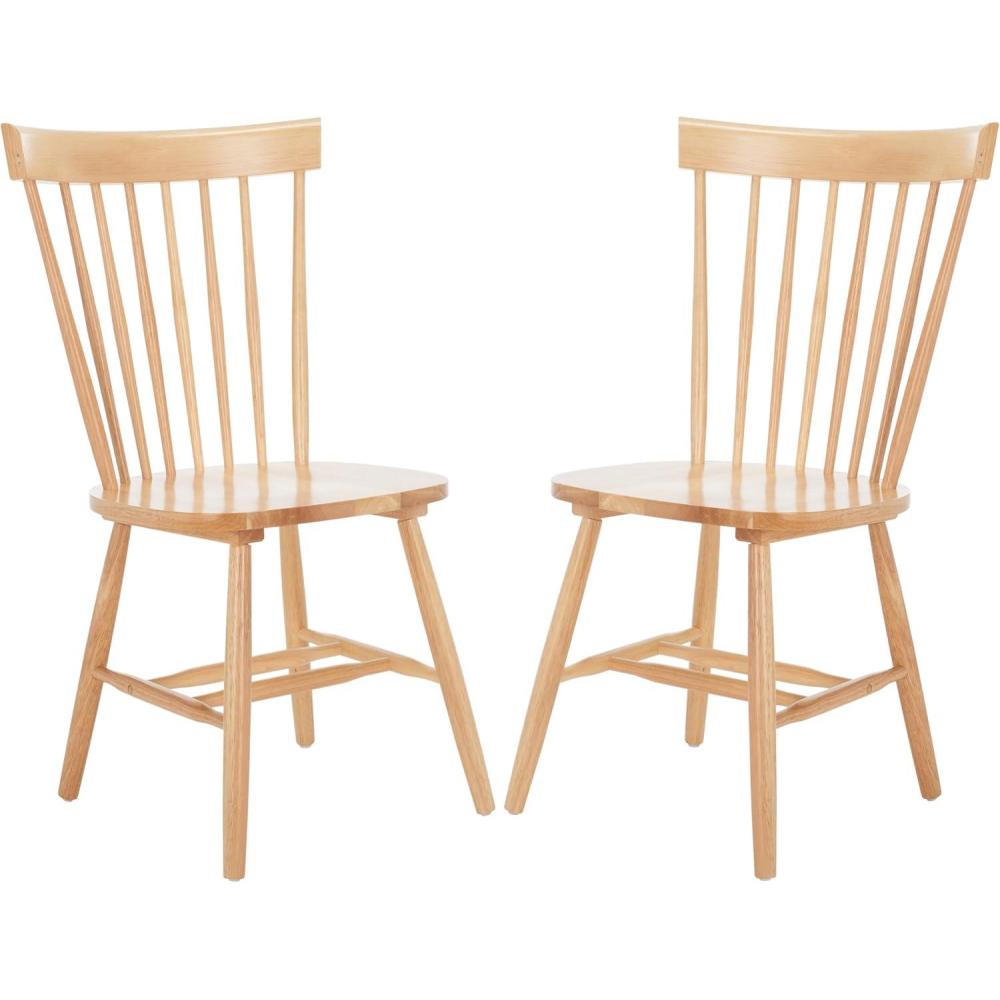 image:imageSAFAVIEH Home Collection Parker Farmhouse Raspberry Windsor Spindle Solid Wood Dining Chair Set of 2Natural