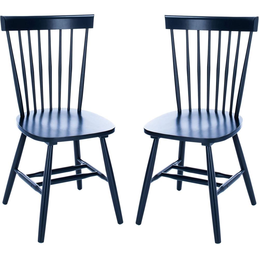 image:imageSAFAVIEH Home Collection Parker Farmhouse Raspberry Windsor Spindle Solid Wood Dining Chair Set of 2Navy