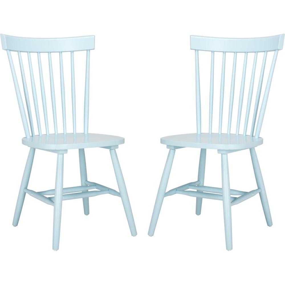 image:imageSAFAVIEH Home Collection Parker Farmhouse Raspberry Windsor Spindle Solid Wood Dining Chair Set of 2Pale Blue