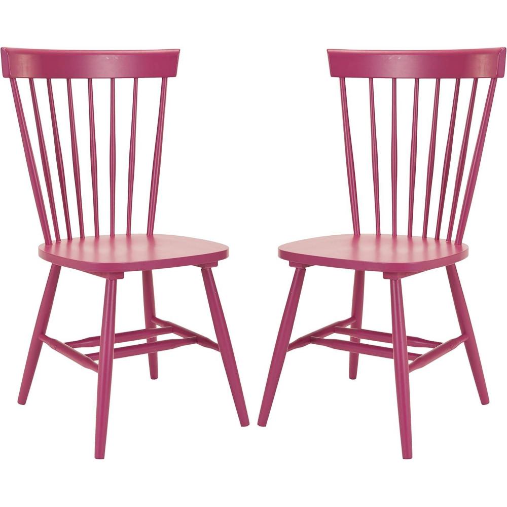 image:imageSAFAVIEH Home Collection Parker Farmhouse Raspberry Windsor Spindle Solid Wood Dining Chair Set of 2Raspberry