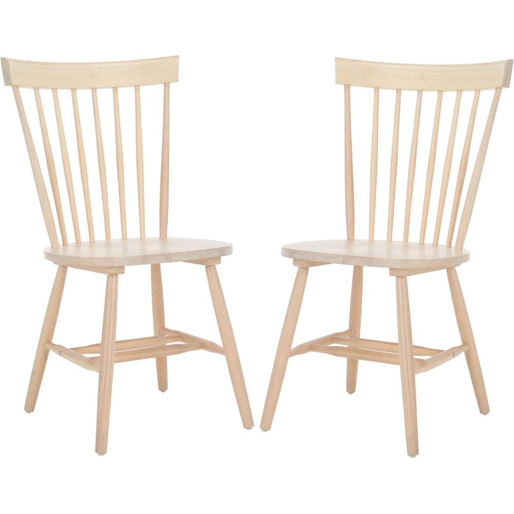 image:imageSAFAVIEH Home Collection Parker Farmhouse Raspberry Windsor Spindle Solid Wood Dining Chair Set of 2White Washed
