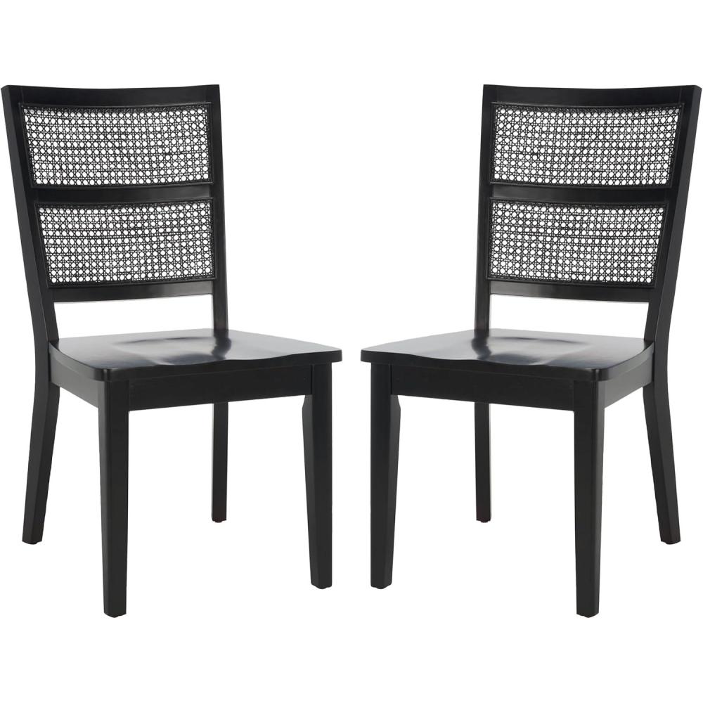 image:imageSAFAVIEH Home Collection Toril Coastal BlackWhiteNatural Dining Chair Set of 2Black