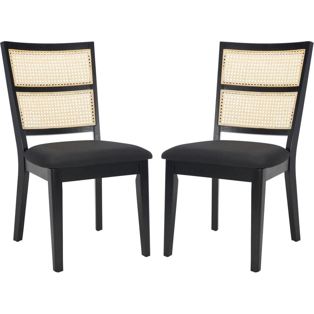 image:imageSAFAVIEH Home Collection Toril Coastal BlackWhiteNatural Dining Chair Set of 2BlackBlack