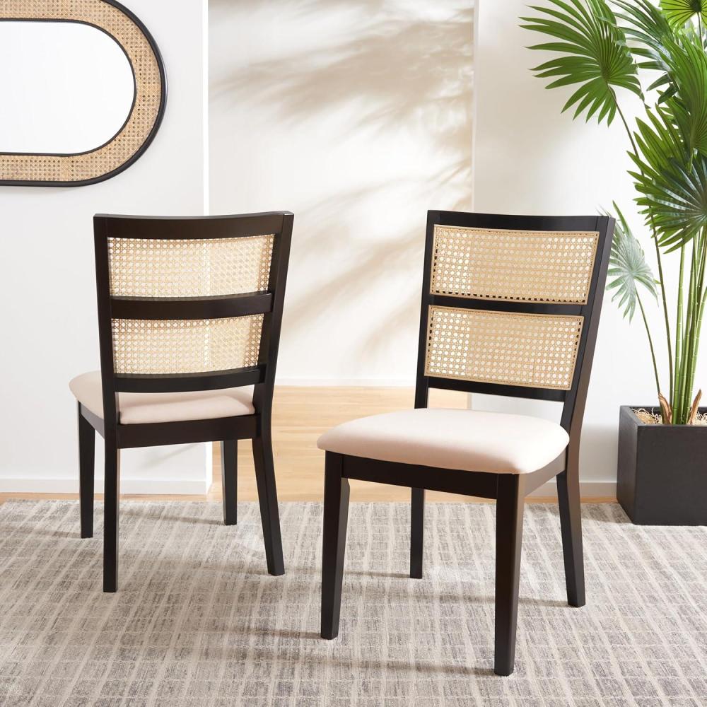 image:imageSAFAVIEH Home Collection Toril Coastal BlackWhiteNatural Dining Chair Set of 2BlackWhite