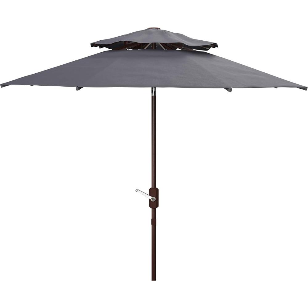 image:imageSAFAVIEH Outdoor Collection Athens Baby BlueWhite 9 Ft Double Top Crank UV Protected UmbrellaNavyWhite