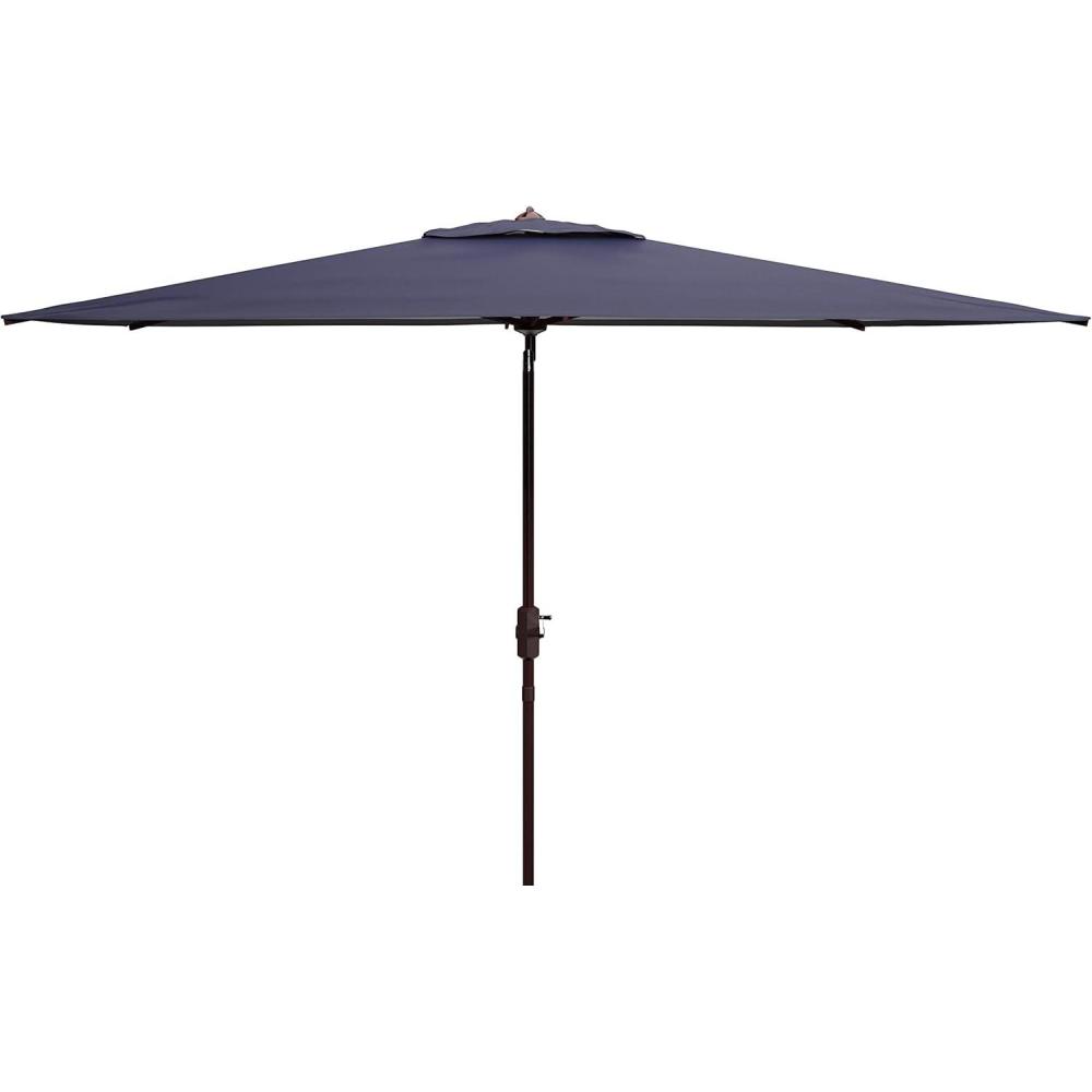 image:imageSAFAVIEH Outdoor Collection Athens Red 7 x 10 Ft Rectangular Auto Tilt Crank UV Protected UmbrellaNavyWhite