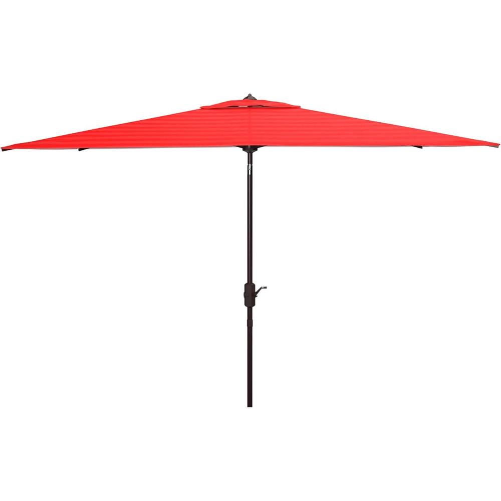 image:imageSAFAVIEH Outdoor Collection Athens Red 7 x 10 Ft Rectangular Auto Tilt Crank UV Protected UmbrellaRed
