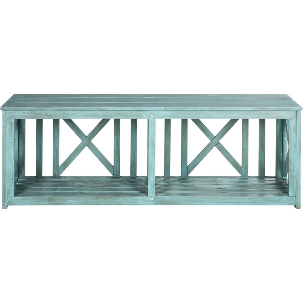 image:imageSAFAVIEH Outdoor Collection Branco White and Ash Grey BenchBeach House Blue