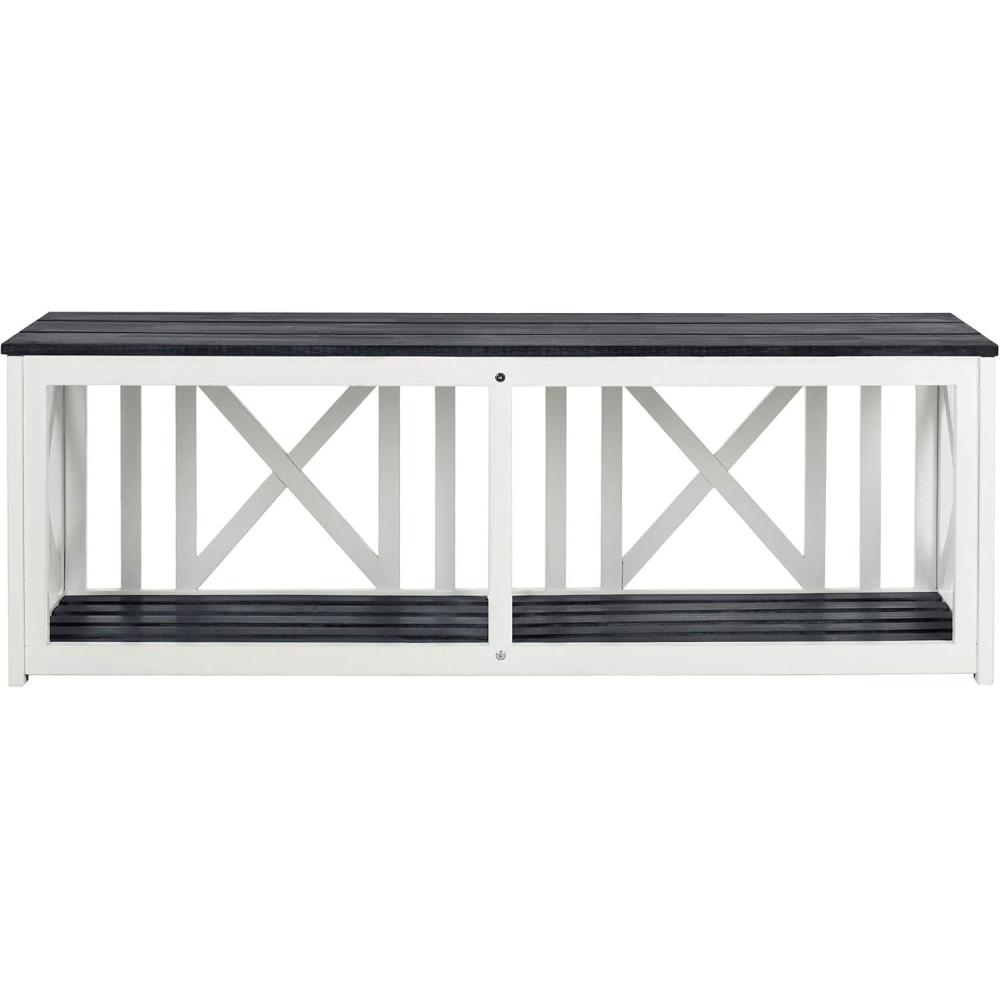 image:imageSAFAVIEH Outdoor Collection Branco White and Ash Grey BenchDark Slate Gray White