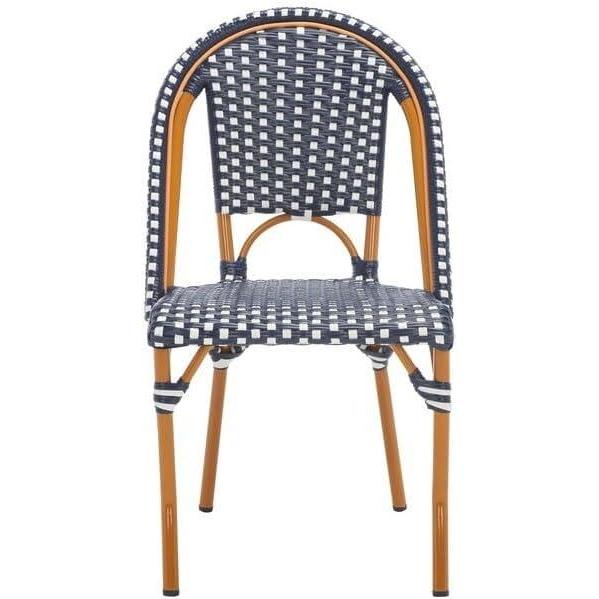 image:imageSAFAVIEH Outdoor Collection California Bistro Navy Side Chair Set of 2 Fully AssembledNavyWhite