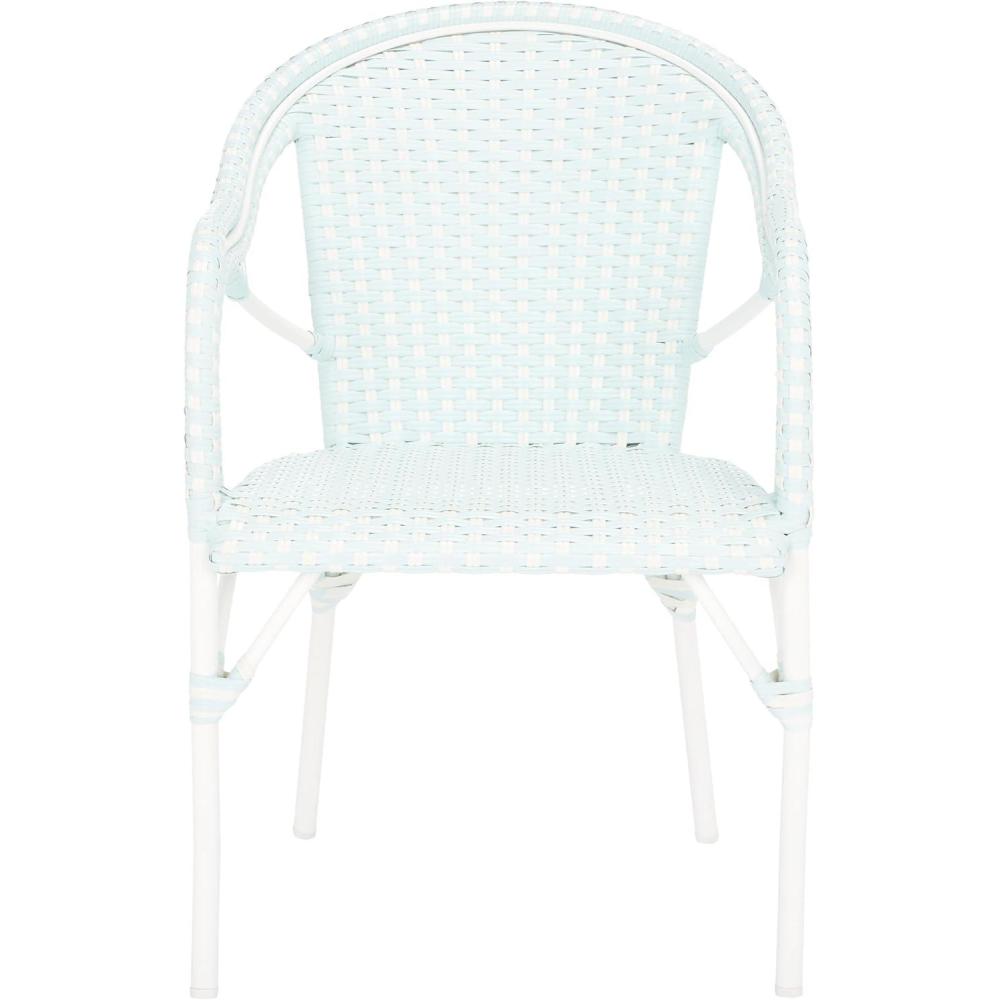 image:imageSAFAVIEH Outdoor Collection California Bistro NavyWhite 36inch Seat Height Armchair Set of 2 Fully AssembledBaby BlueWhite