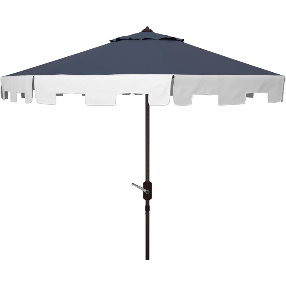 image:imageSAFAVIEH Outdoor Collection City Fashion NavyIvory Auto Tilt 9 Ft UV Protected UmbrellaNavyIvory