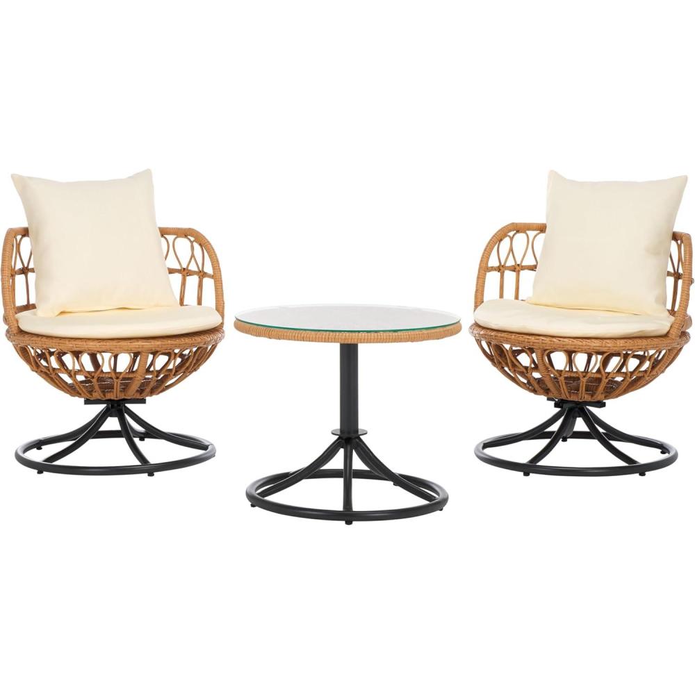 image:imageSAFAVIEH Outdoor Collection Colby NaturalBeige 3Piece Patio Set