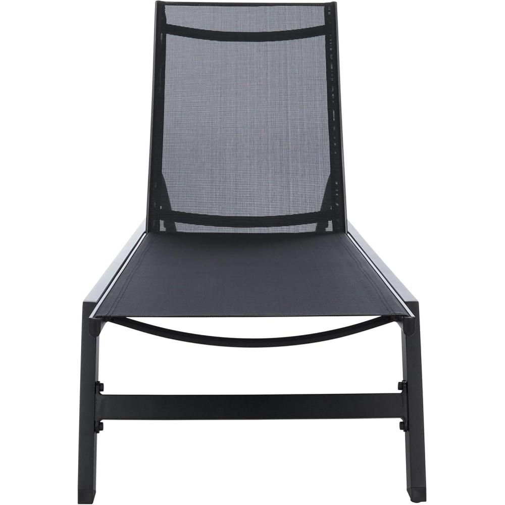 image:imageSAFAVIEH Outdoor Collection Fionne SilverGrey Texline Adjustable Chaise Lounge Chair PAT9038BBlack