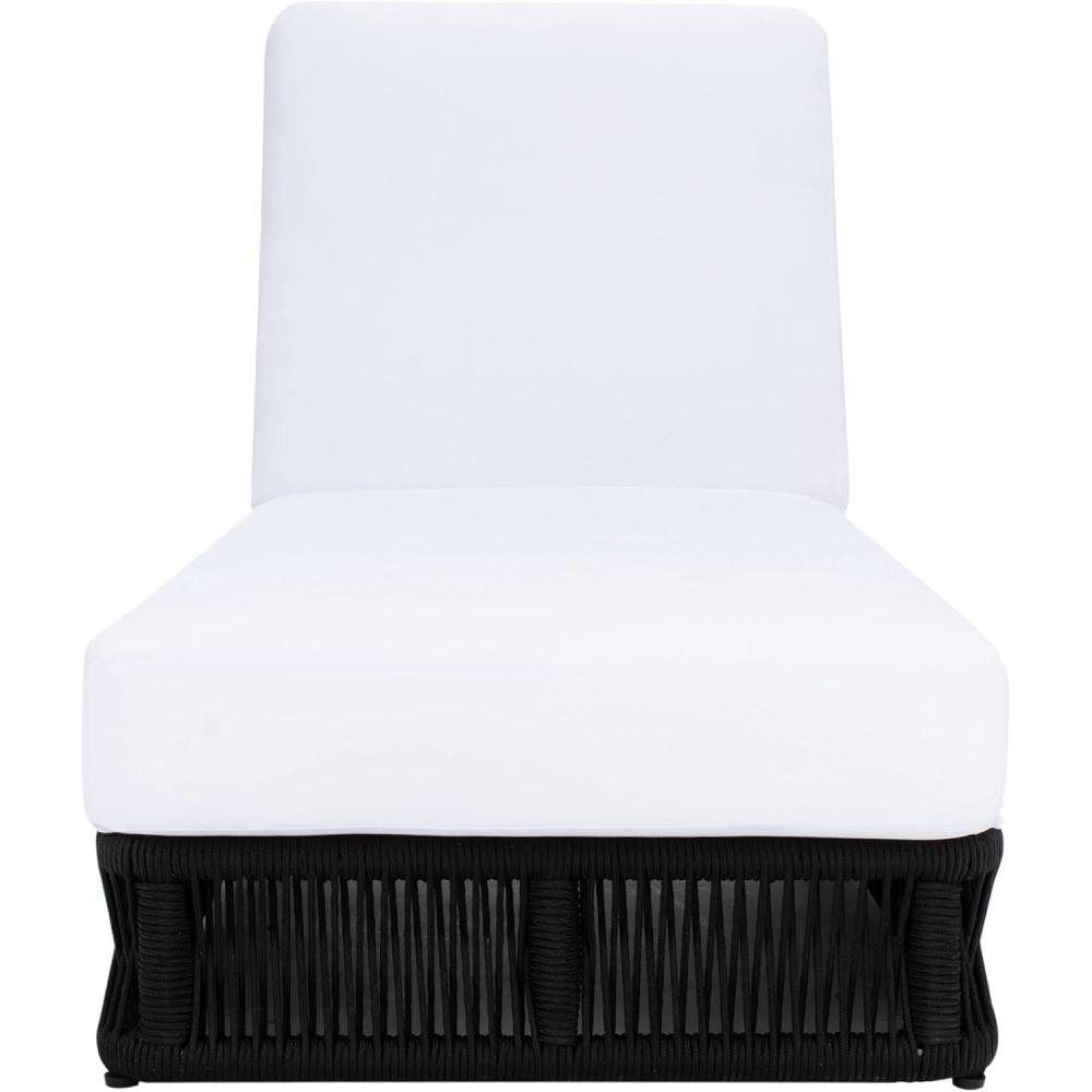 image:imageSAFAVIEH Outdoor Collection Gillian Tan RopeWhite Cushion Chaise Lounge Chair PAT7527ABlack White