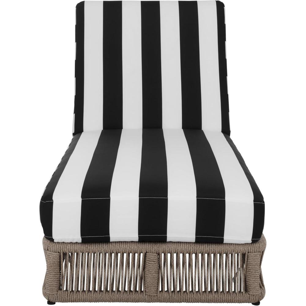 image:imageSAFAVIEH Outdoor Collection Gillian Tan RopeWhite Cushion Chaise Lounge Chair PAT7527AHeather TanBlack Striped