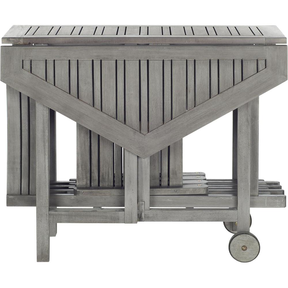 image:imageSAFAVIEH Outdoor Collection Kerman Grey Wash 5Piece Foldable Patio Dining Set Fully AssembledGrey