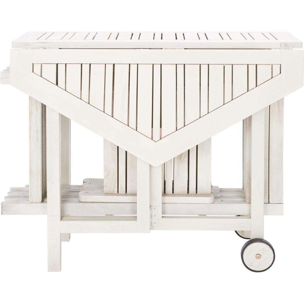 image:imageSAFAVIEH Outdoor Collection Kerman Grey Wash 5Piece Foldable Patio Dining Set Fully AssembledWhite