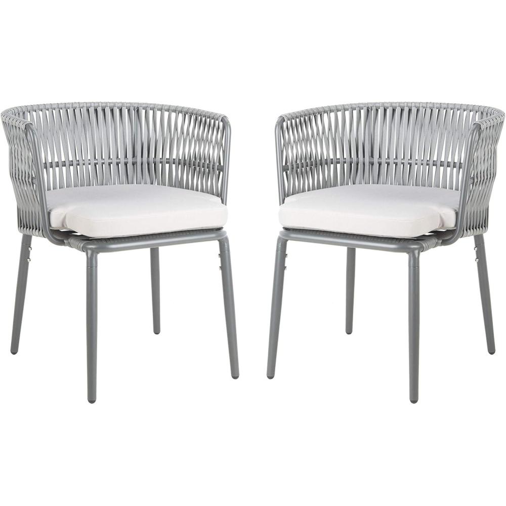 image:imageSAFAVIEH Outdoor Collection Kiyan Grey Rope Chair Set of 2