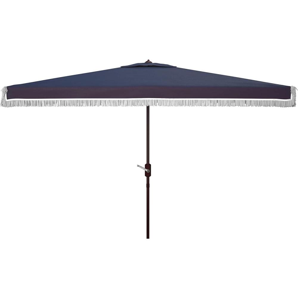 image:imageSAFAVIEH Outdoor Collection Milan Yellow 7 x 10 Ft Rectangular Auto Tilt UV Protected UmbrellaNavyWhite