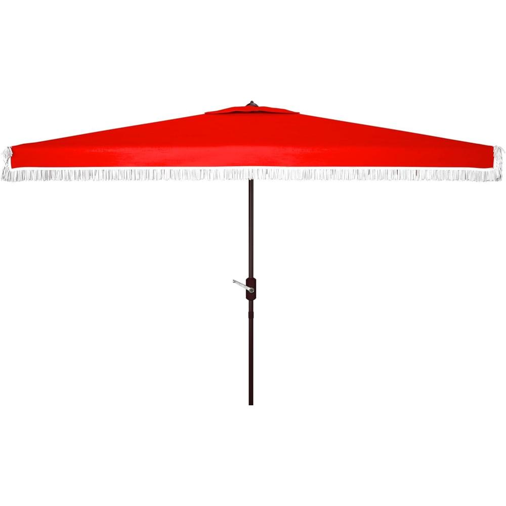 image:imageSAFAVIEH Outdoor Collection Milan Yellow 7 x 10 Ft Rectangular Auto Tilt UV Protected UmbrellaRed