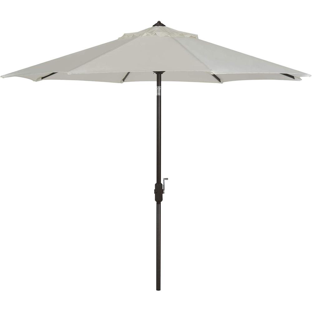 image:imageSAFAVIEH Outdoor Collection Ortega Auto Tilt Crank UmbrellaNatural