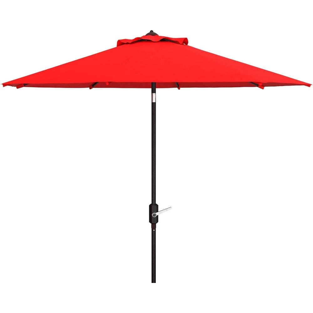 image:imageSAFAVIEH Outdoor Collection Ortega Auto Tilt Crank UmbrellaRed
