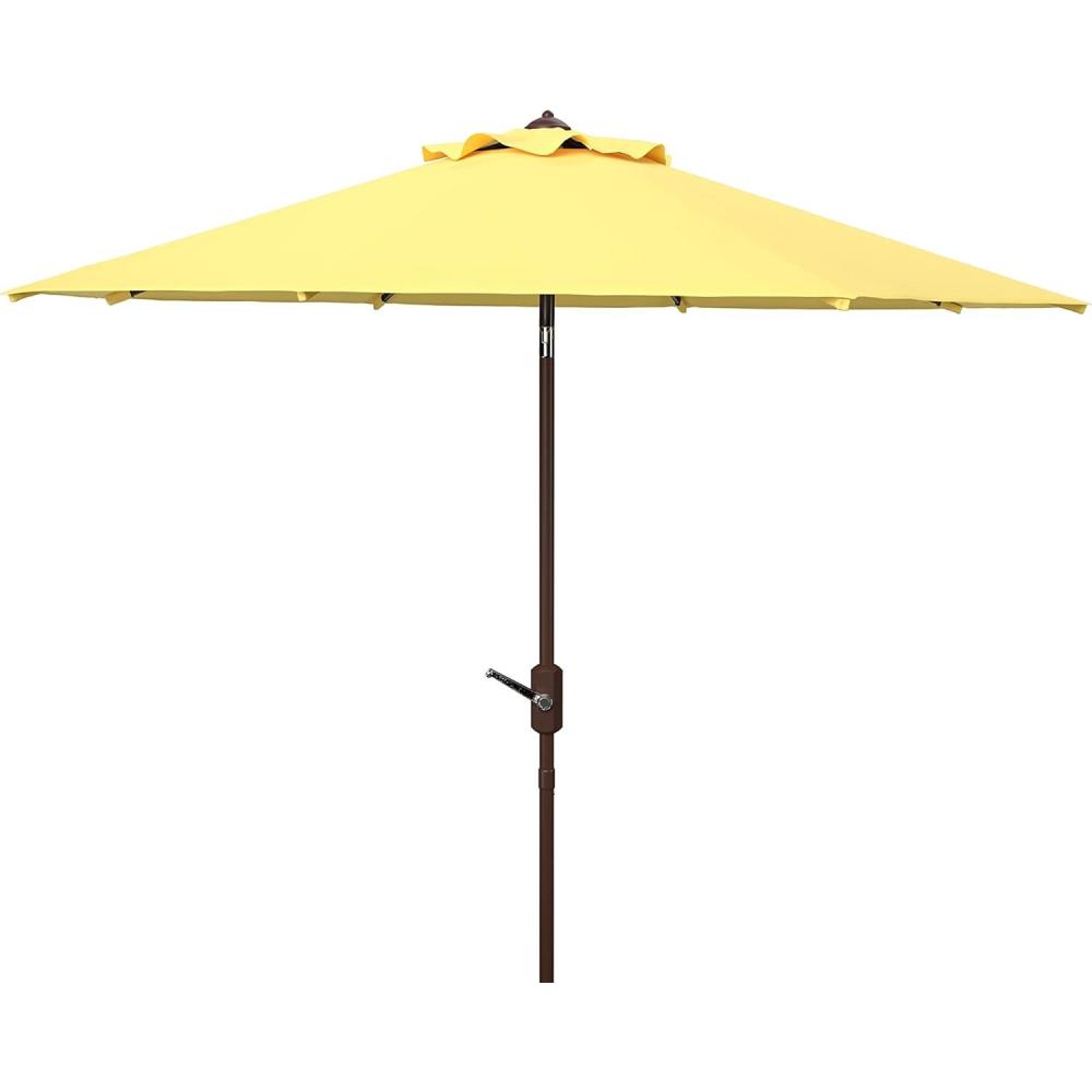 image:imageSAFAVIEH Outdoor Collection Ortega Auto Tilt Crank UmbrellaYellow