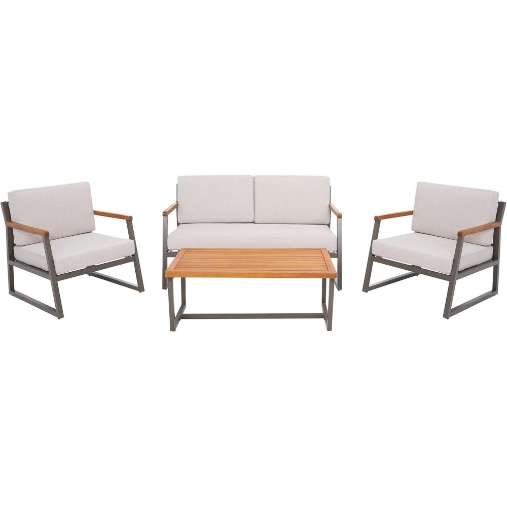 image:imageSAFAVIEH Outdoor Collection Randolph GreyGrey 4Piece Conversation Patio SetGreyLight Grey