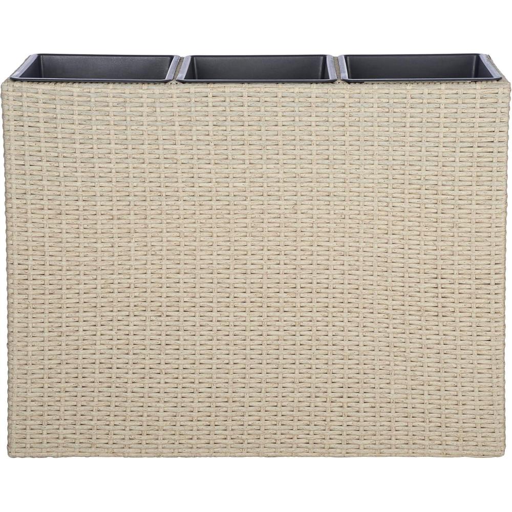 image:imageSAFAVIEH Outdoor Collection Rita Natural Woven Rectangular Flower RackBeige