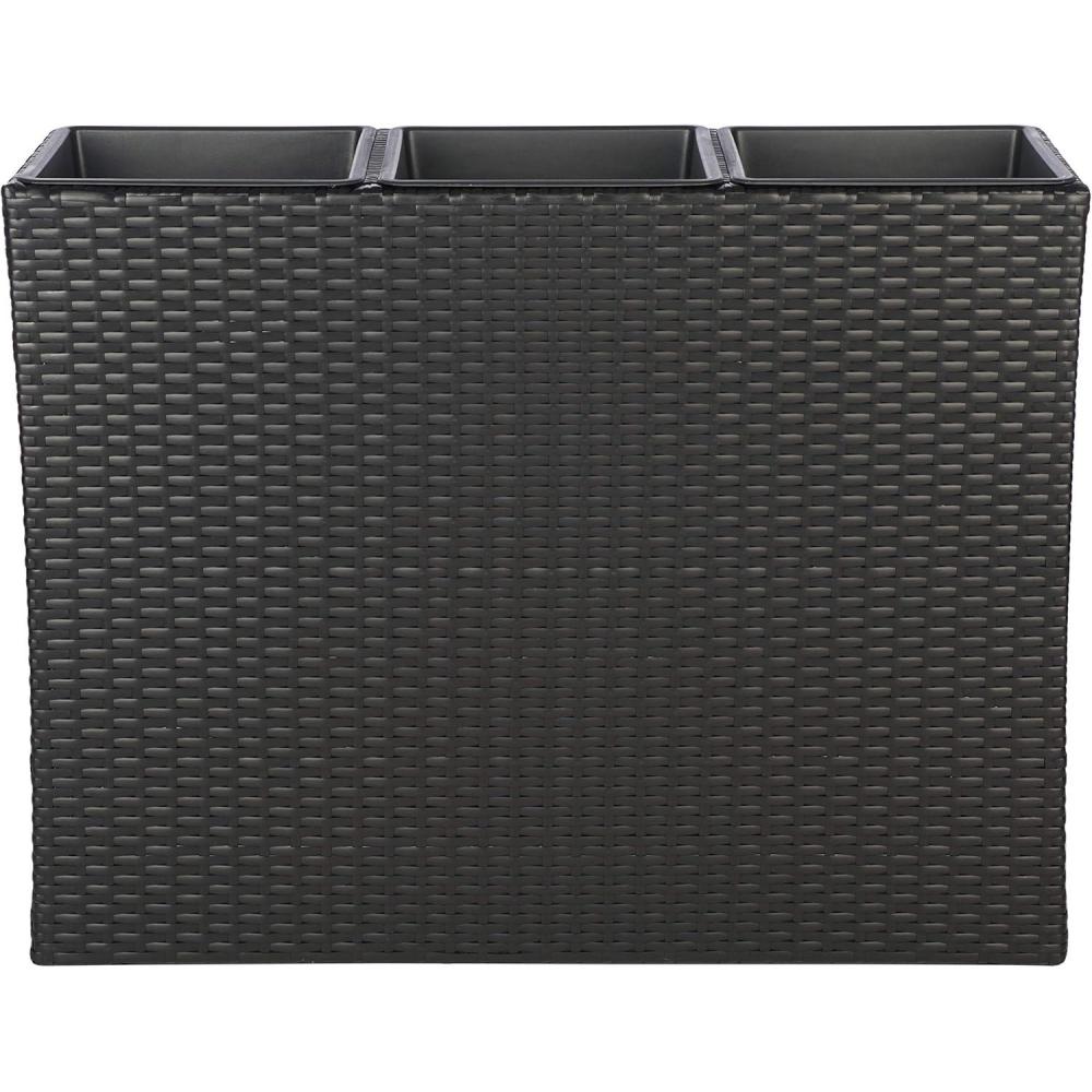 image:imageSAFAVIEH Outdoor Collection Rita Natural Woven Rectangular Flower RackBlack
