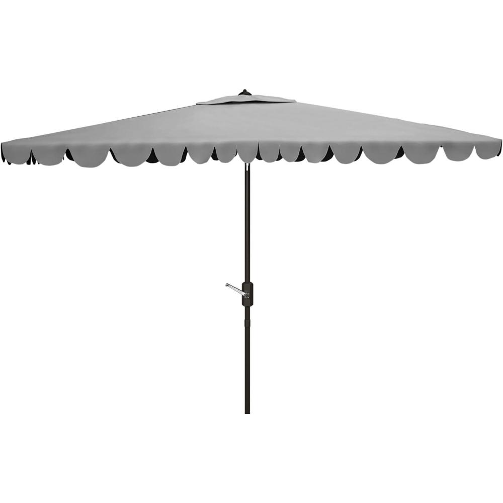 image:imageSAFAVIEH Outdoor Collection Venice Grey 7 x 10 Ft Rectangular Auto Tilt UV Protected UmbrellaGrey