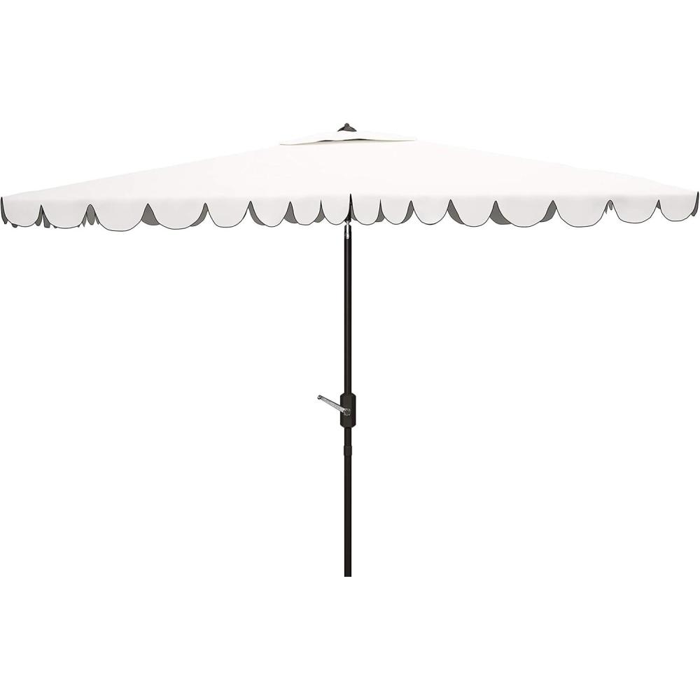 image:imageSAFAVIEH Outdoor Collection Venice Grey 7 x 10 Ft Rectangular Auto Tilt UV Protected UmbrellaIvoryBlack
