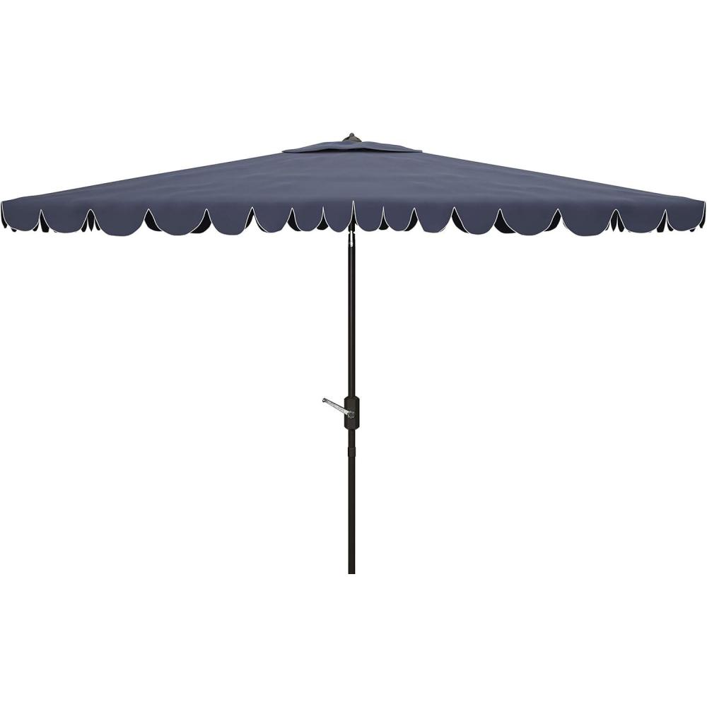 image:imageSAFAVIEH Outdoor Collection Venice Grey 7 x 10 Ft Rectangular Auto Tilt UV Protected UmbrellaNavyWhite