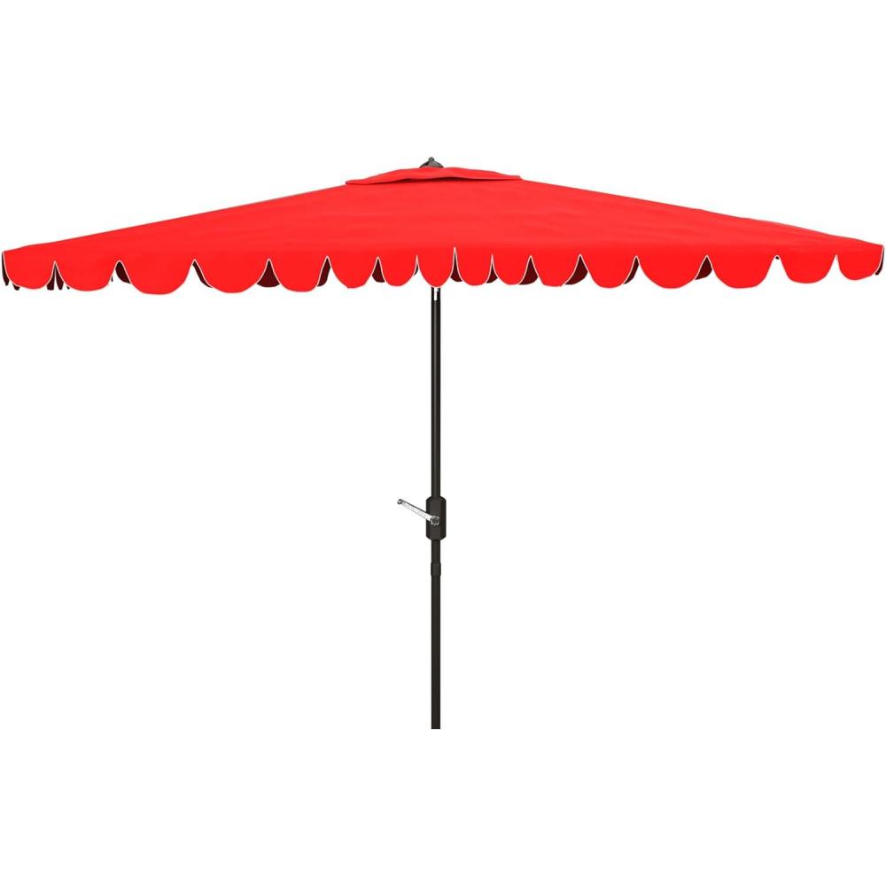 image:imageSAFAVIEH Outdoor Collection Venice Grey 7 x 10 Ft Rectangular Auto Tilt UV Protected UmbrellaRed