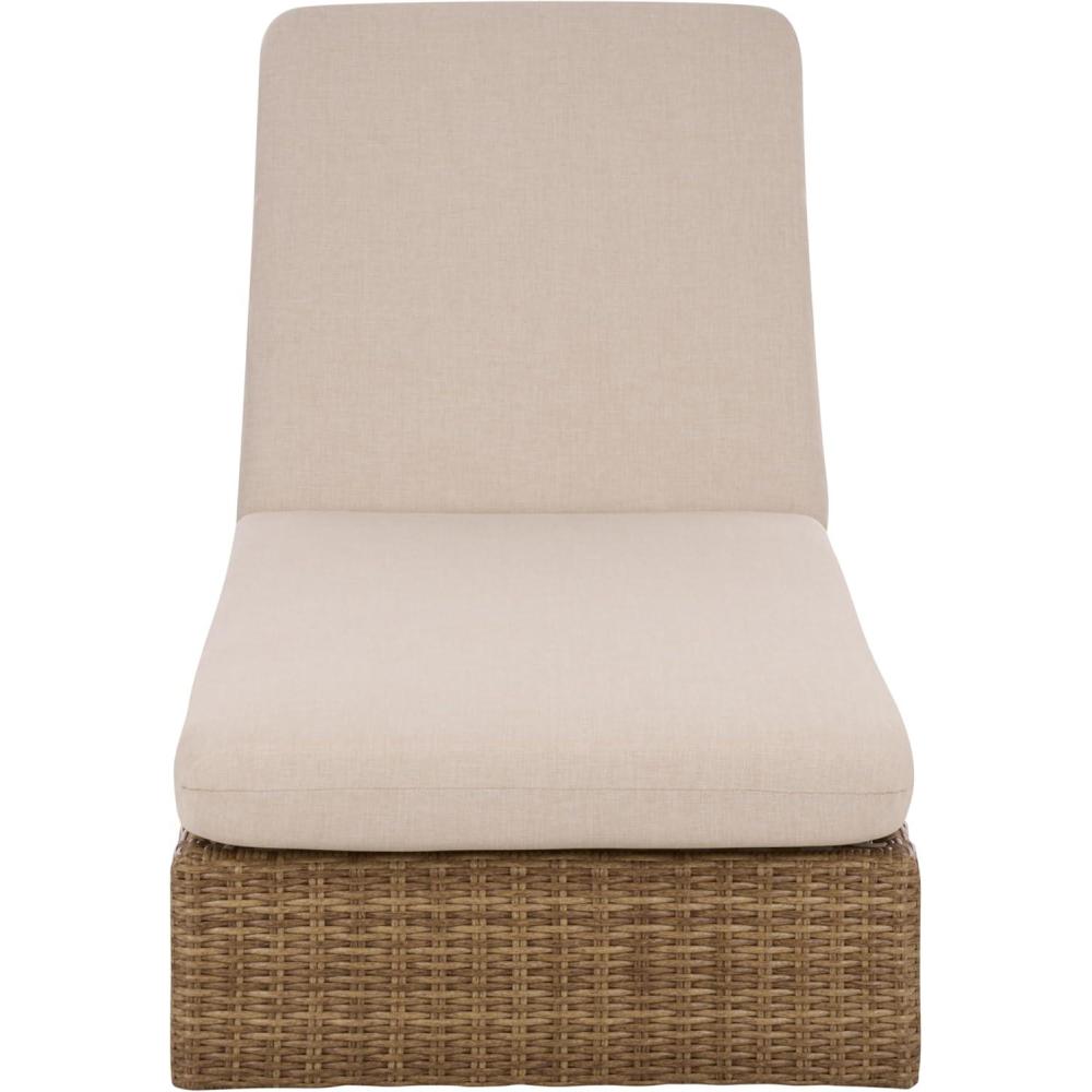 image:imageSAFAVIEH Outdoor Patio Furniture Collection Emma Natural amp Taupe Cushion Lounger Adjustable Rattan Outdoor Reclining Chaise PAT7562ANaturalTaupe