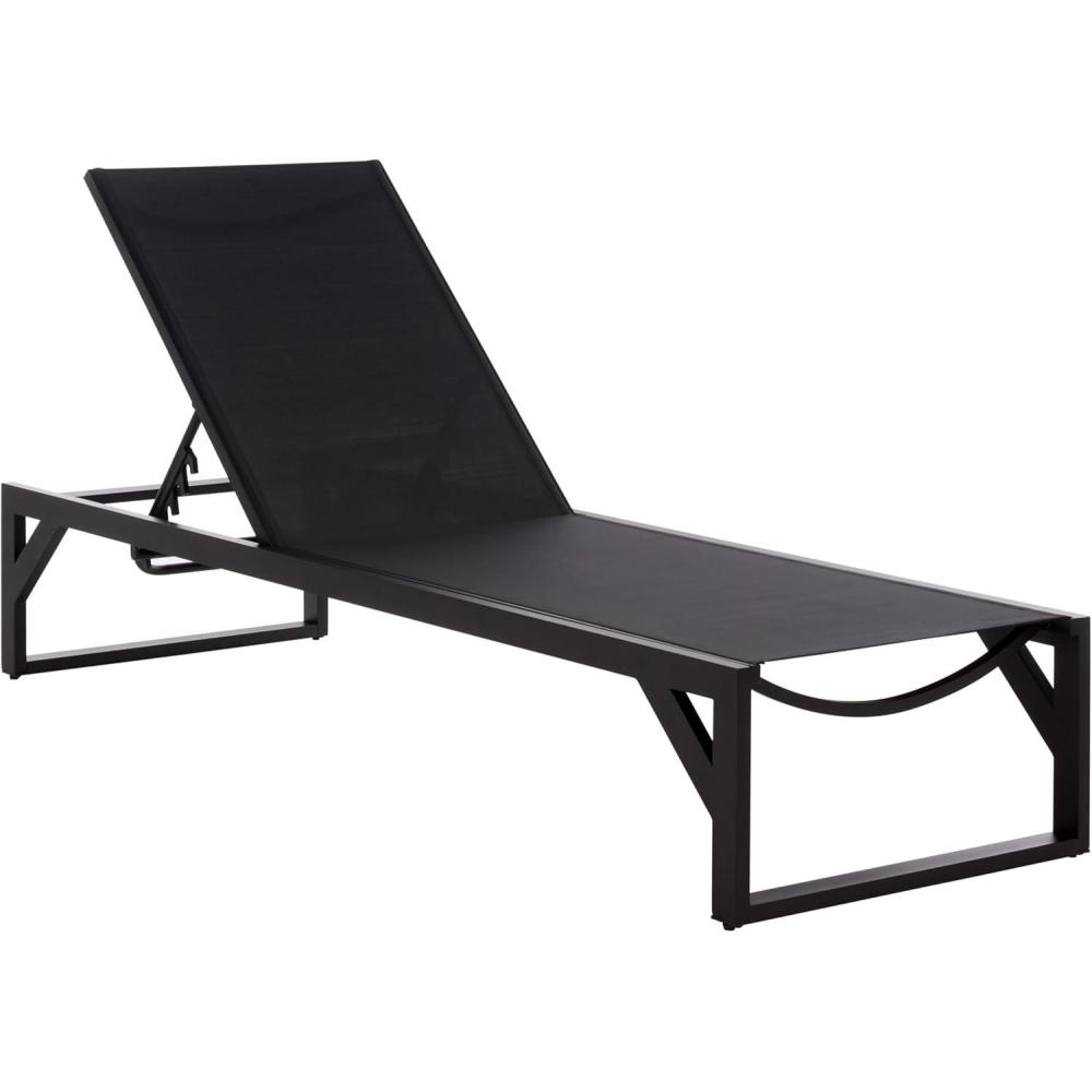 image:imageSAFAVIEH Outdoor Patio Furniture Collection Jordan White amp White Aluminum Lounger Adjustable Modern Outdoor Reclining Chaise PAT7560BBlackBlack