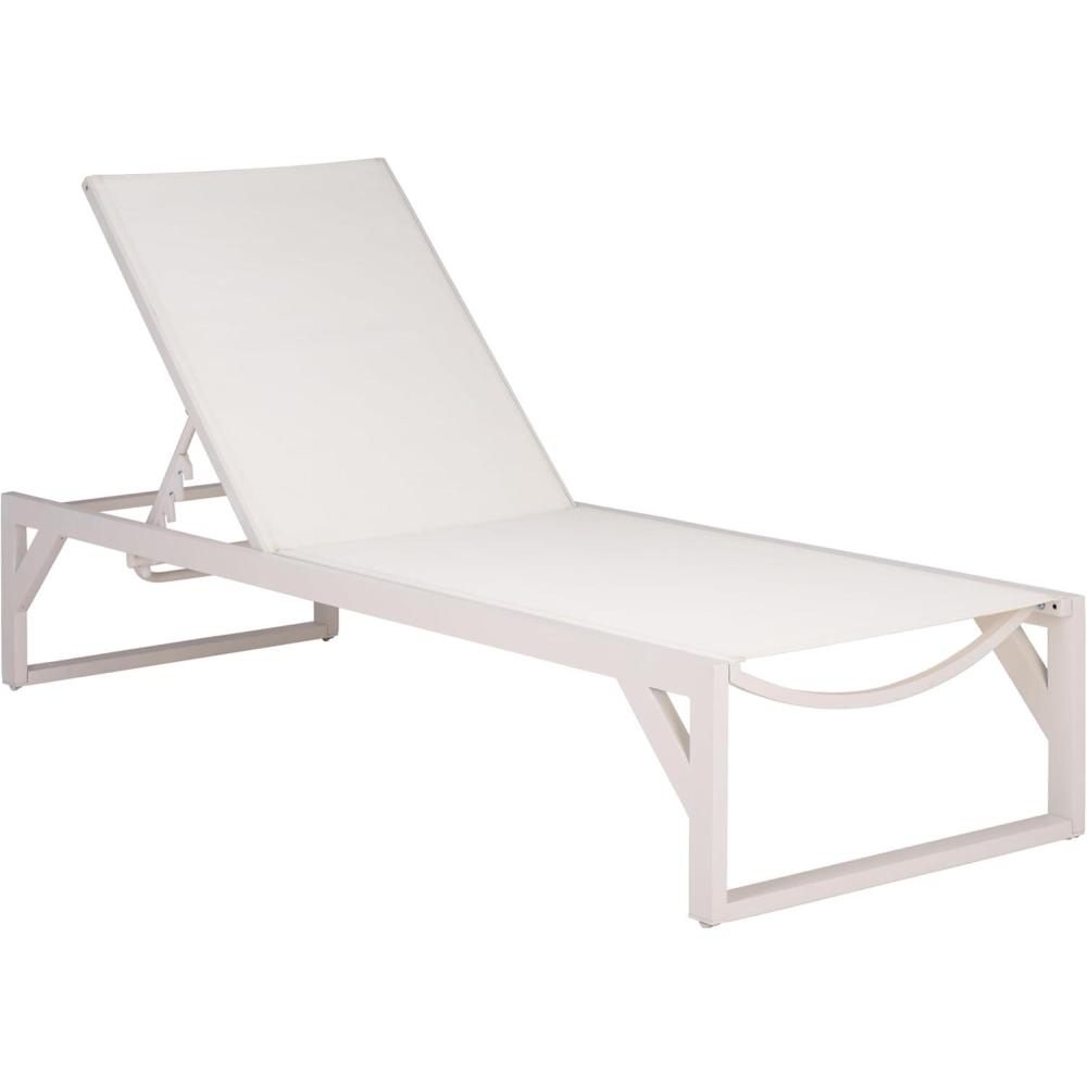 image:imageSAFAVIEH Outdoor Patio Furniture Collection  Jordan White amp White Aluminum Lounger Adjustable Modern Outdoor Reclining Chaise PAT7560BWhiteWhite