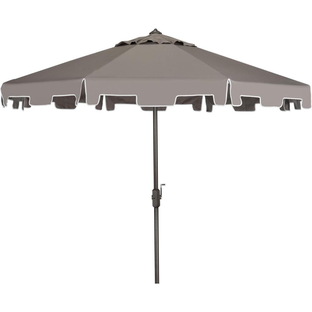 image:imageSAFAVIEH Outdoor Zimmerman UV Protected 11ft Round Market UmbrellaGray