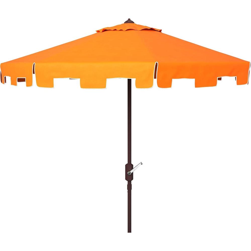 image:imageSAFAVIEH Outdoor Zimmerman UV Protected 11ft Round Market UmbrellaOrange