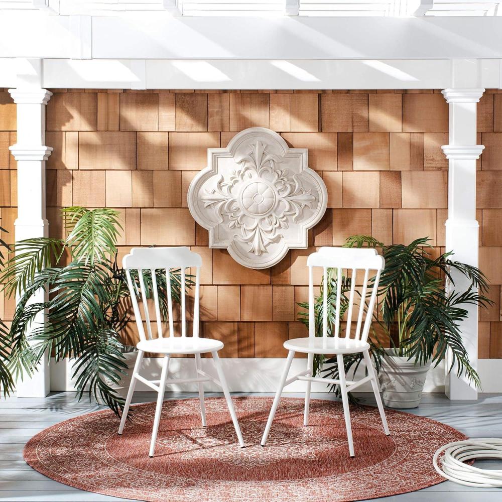 image:imageSAFAVIEH PAT3004ASET2 Outdoor Broderick Matte White Stackable Spindle BackWhite