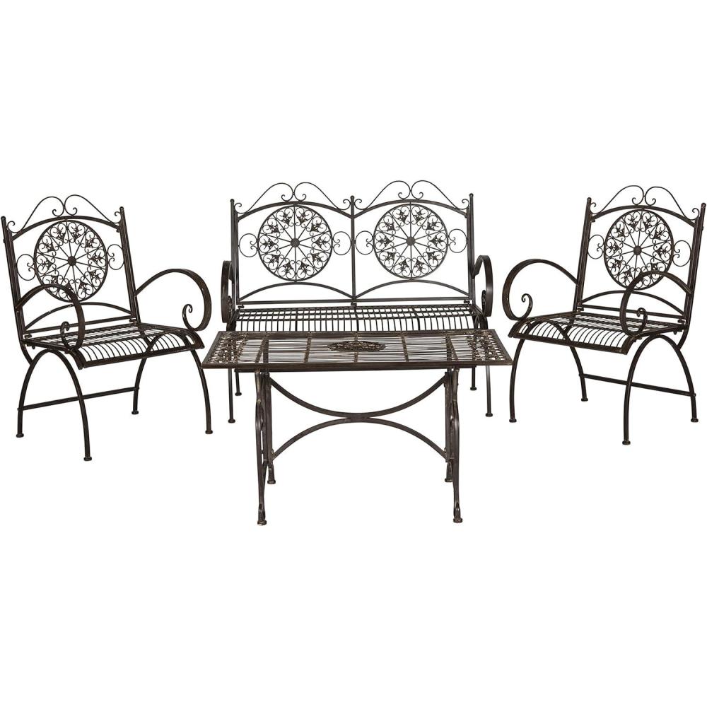 image:imageSafavieh 4 Piece Outdoor Collection Sophie Patio SetRustic Brown