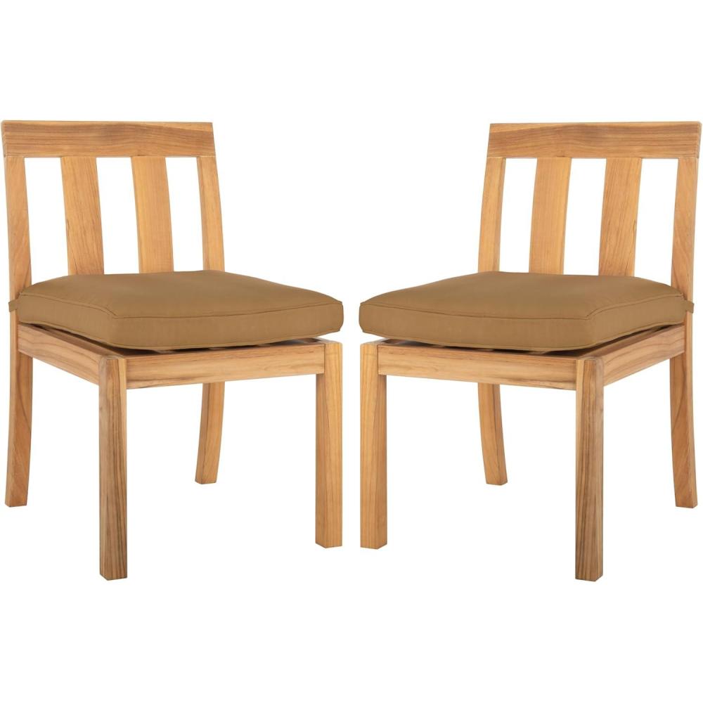 image:imageSafavieh Couture Patio Montford Natural Teak Dining Chair Set of 2NaturalBrown